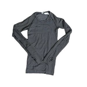 lululemon athletica Black and White Striped Long Sleeve Tee